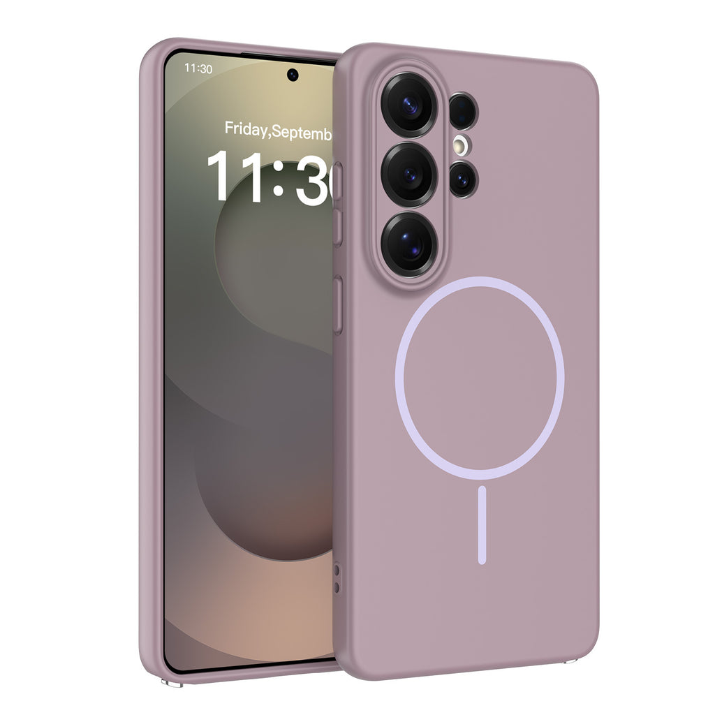 Magnetic Liquid Silicone Phone Case for Samsung S24 S25 Edge Ultra - Full Lens Protection Anti-Drop Cover