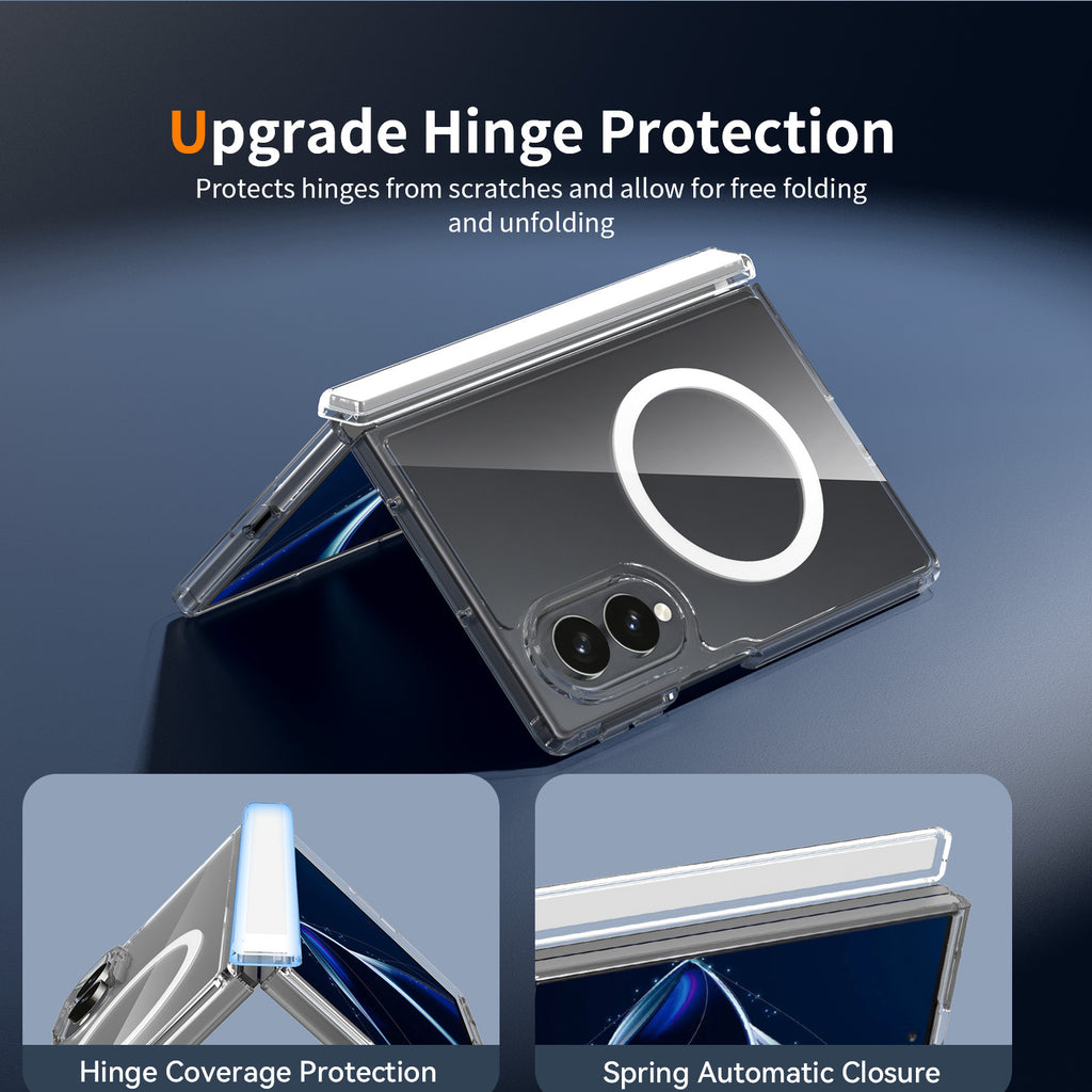 Clear Magnetic Folding Phone Case Compatible with Samsung Galaxy Z Fold Series - Shockproof TPU Anti-Drop Protective Cover