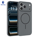 Matte Magnetic Full-Cover Silicone Protective Case with Lanyard Hole for iPhone 17 / 16 / 15 Series, Shockproof Anti-Drop Cover