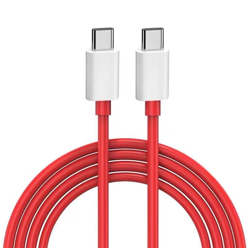 65W Dual Type-C PD Fast Charging Silicone Cable Compatible with OnePlus 10 9T 9 8T 8 Pro, Red