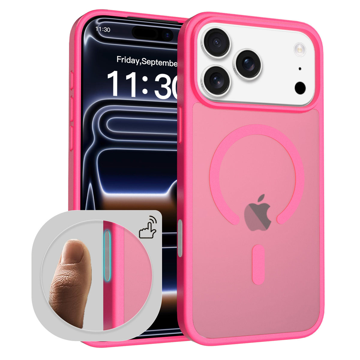 Sanfeng Skin-Feel Magnetic TPU Phone Case with Smart Button Cover, Anti-Fall Protective Slim Back Shell Compatible with iPhone 17 Air