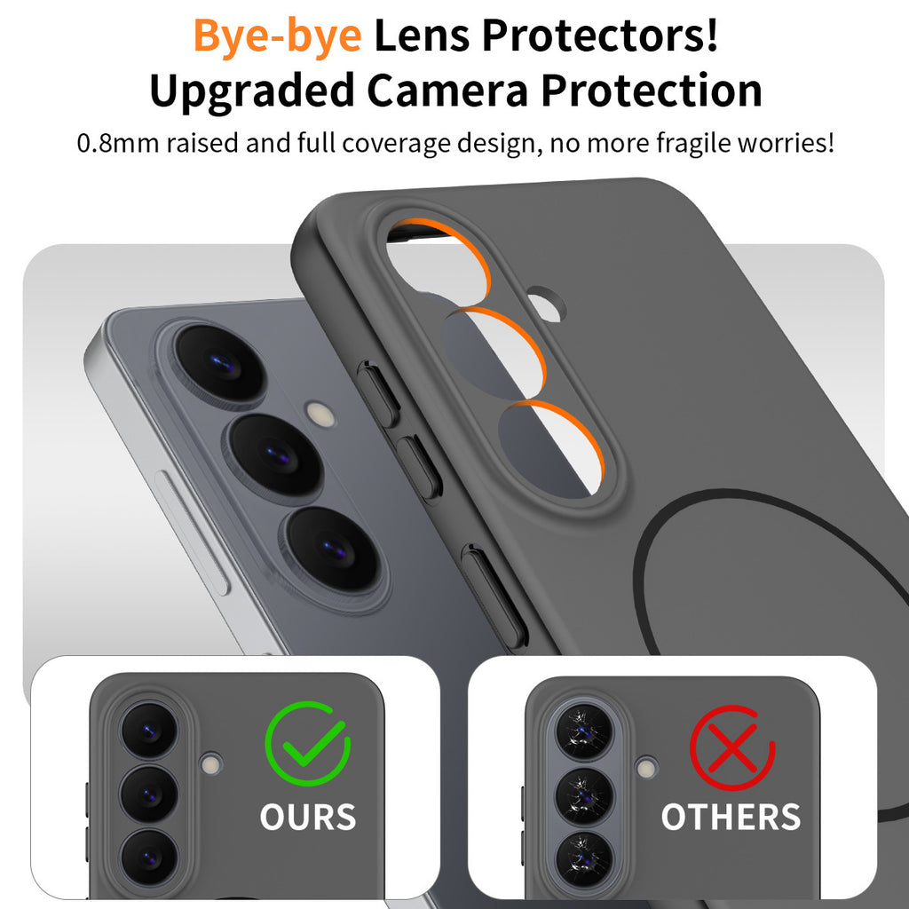 Matte Magnetic Phone Case Compatible with Samsung Galaxy S26 / S26 Plus / S25, TPU Protective Cover with Lanyard Hole & Anti-Fingerprint Finish - Light Brown
