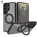 Magnetic Clear Case with Invisible Stand for Samsung Galaxy S25 S24 S23 Ultra Plus, Frosted TPU Anti-Fingerprint Protective Cover