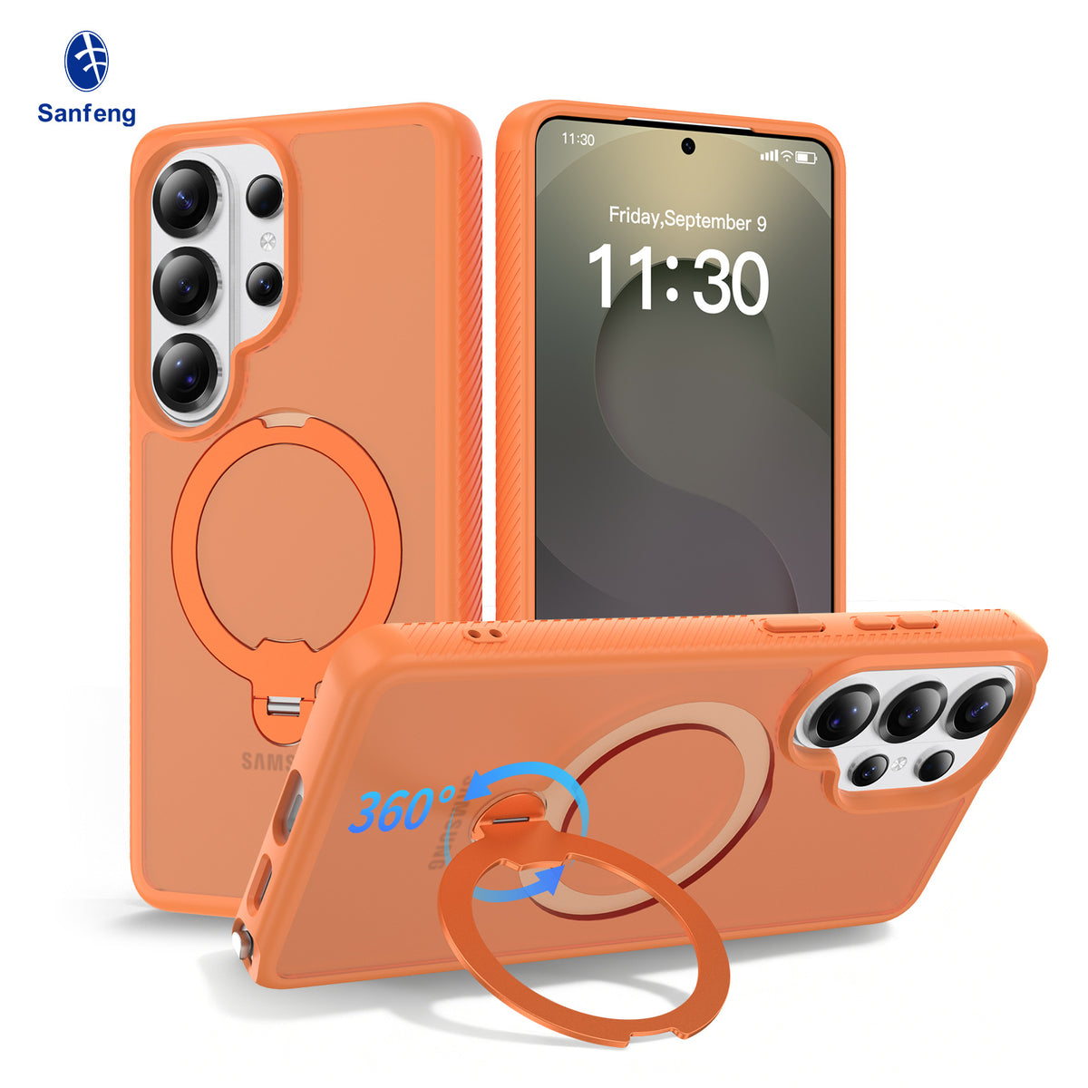 Magnetic Matte Case with Rotating Invisible Stand for Samsung Galaxy S25 S24 S23 Ultra Plus, Anti-Fingerprint TPU Protective Cover