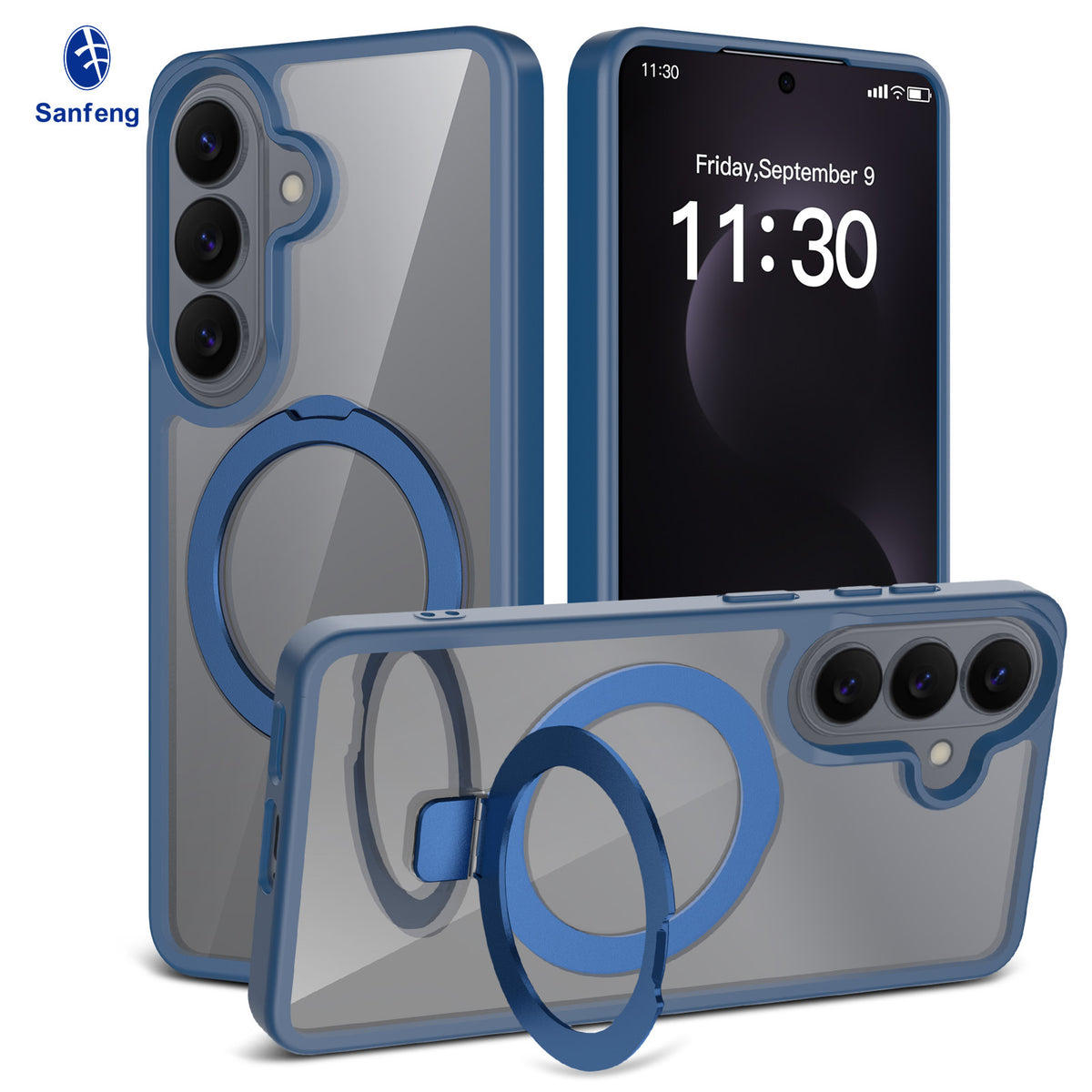 Magnetic Frosted Shockproof Stand Phone Case for Samsung Galaxy S25 S24 S23 Ultra Plus, Slim TPU Anti-Fingerprint Protective Cover with Invisible Kickstand