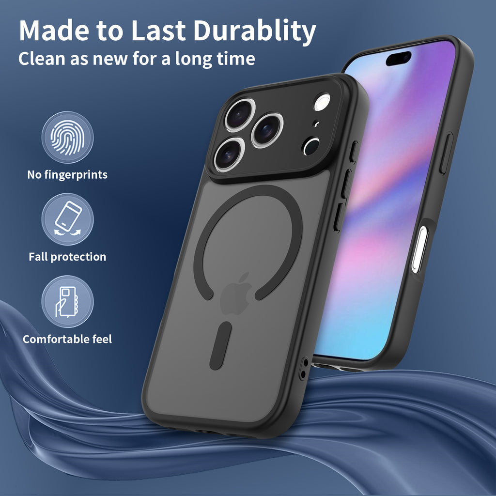Frosted Magnetic Shockproof Phone Case for iPhone 17 16 15 Pro Max Plus, Anti-Drop Hard Shell with Precision Cutouts
