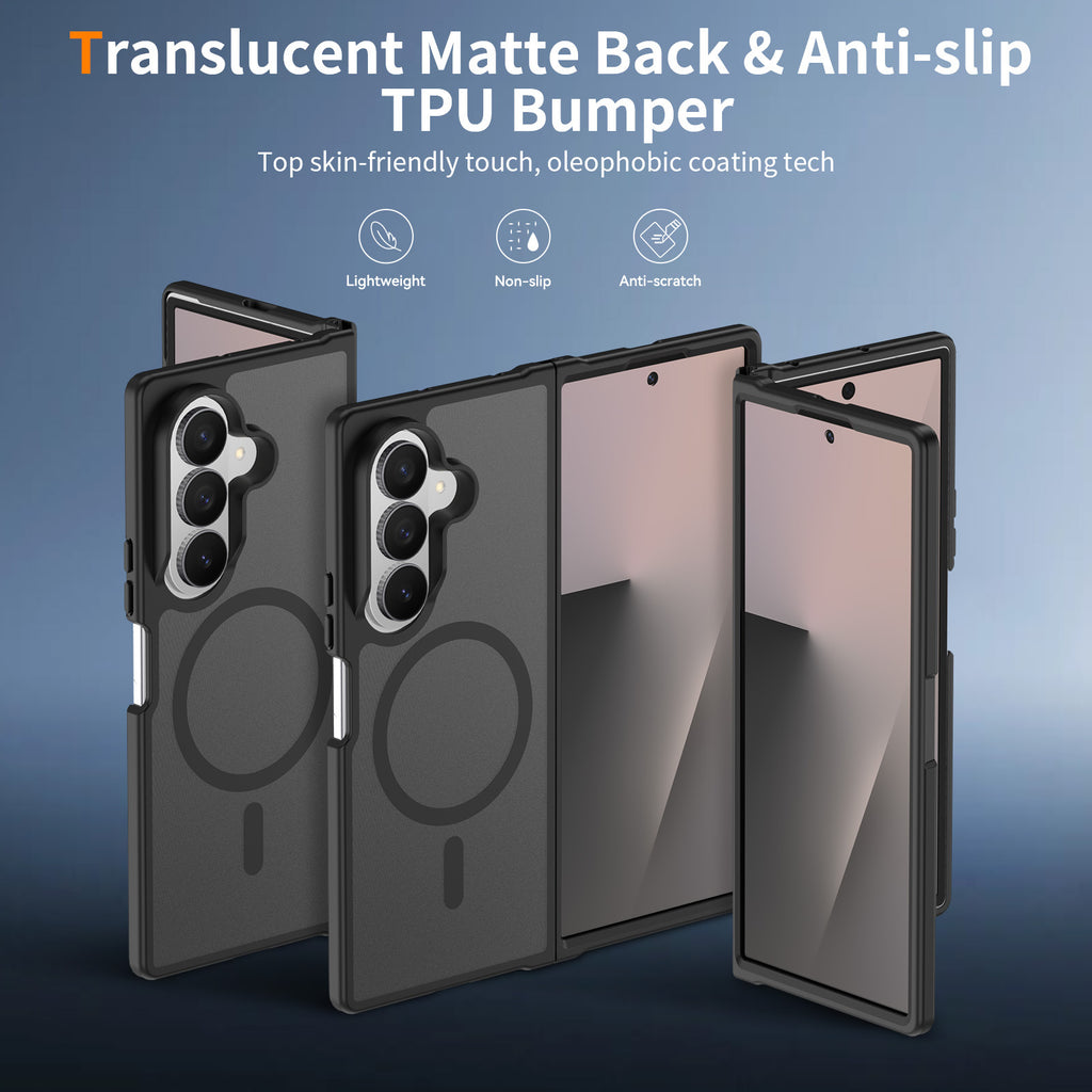 Magnetic Folding Phone Case for Samsung Galaxy Z Fold 7 / Z Fold 8, Skin-Feel Matte TPU Anti-Drop Protective Cover