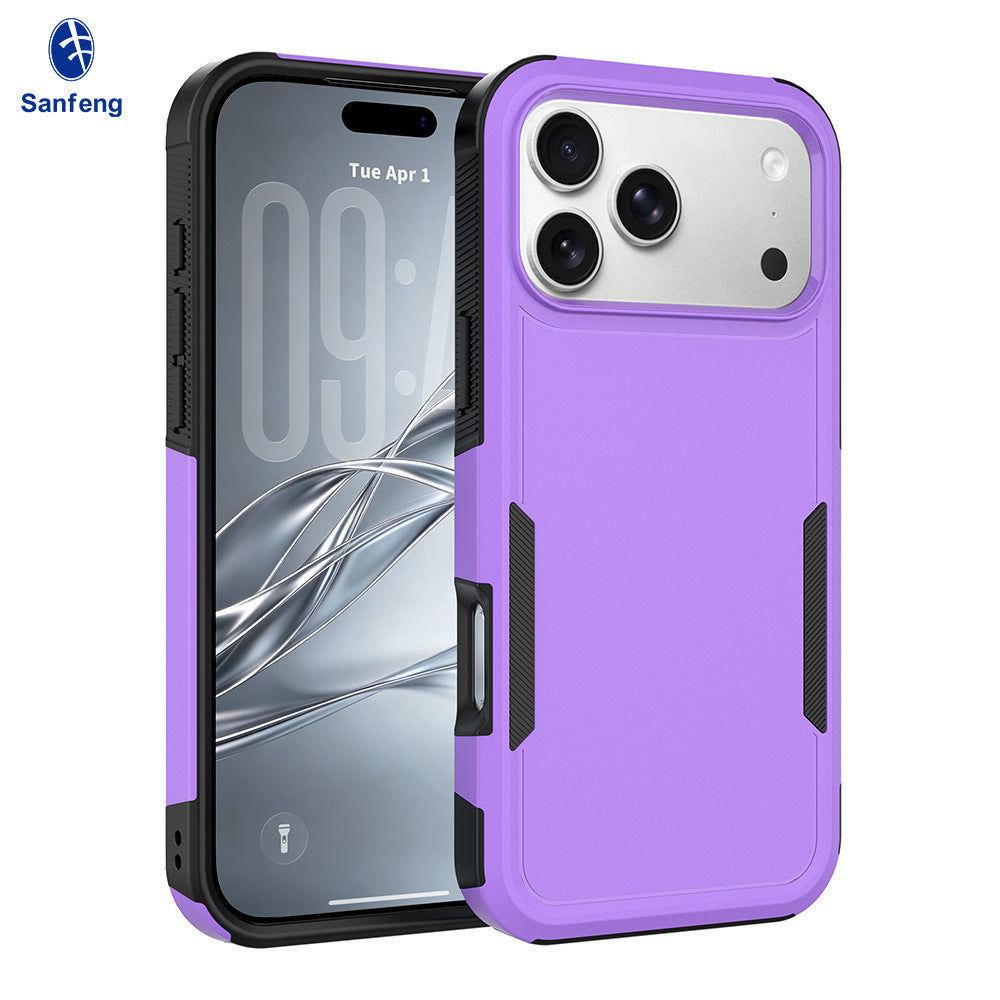 Sanfeng 2-in-1 Shockproof Matte Silicone Phone Case with Kickstand, Anti-Drop Protective Cover