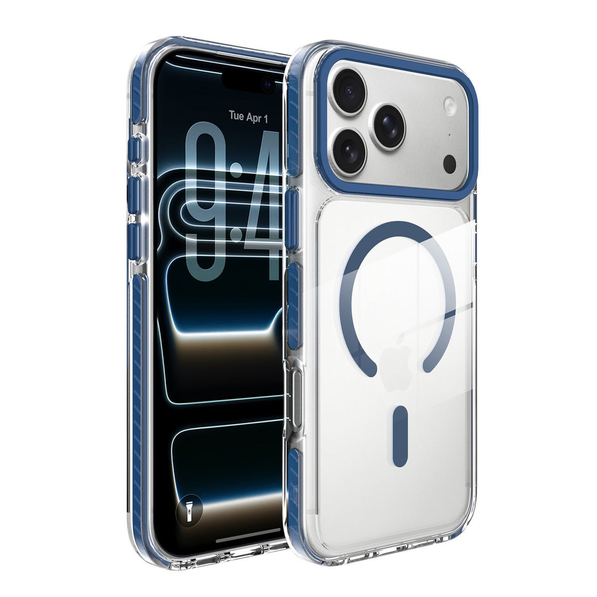 Sanfeng Magnetic Clear Phone Case, Two-Tone 2-in-1 Thickened Shockproof Acrylic Anti-Drop Protective Cover for iPhone