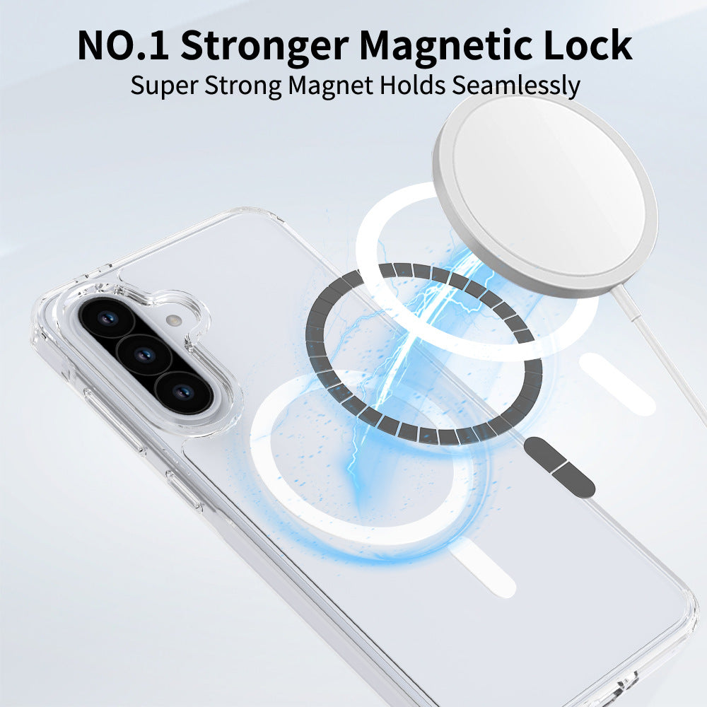 Magnetic Clear Phone Case for Samsung Galaxy S25 S24 S22 Ultra Plus A56 A36 A16, Anti-Scratch Shockproof Acrylic TPU Hybrid Protective Cover