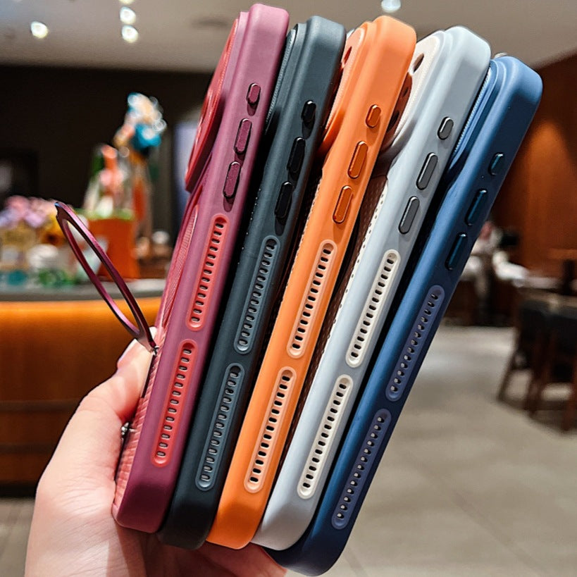 Magnetic Honeycomb Cooling Phone Case with Ring Kickstand for iPhone 16 15 14 13 12 Pro Max, Frosted Hard PC Shockproof Drop Protection Matte Cover