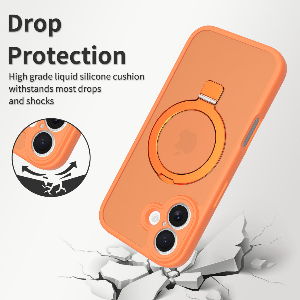 Magnetic Skin-Feel TPU Phone Case with Built-in Kickstand and Airbag Holder, Anti-Fingerprint Protective Cover Compatible with iPhone 17 Air