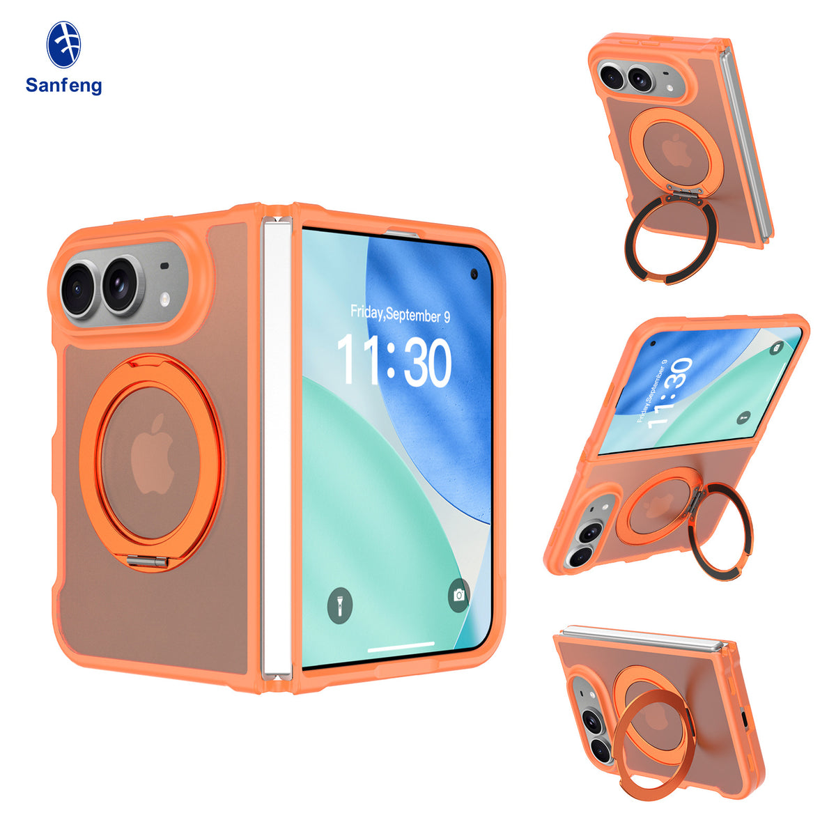 Magnetic Folding Phone Case for iPhone 18 Fold Duo, Skin-Feel TPU Protective Cover with Stand