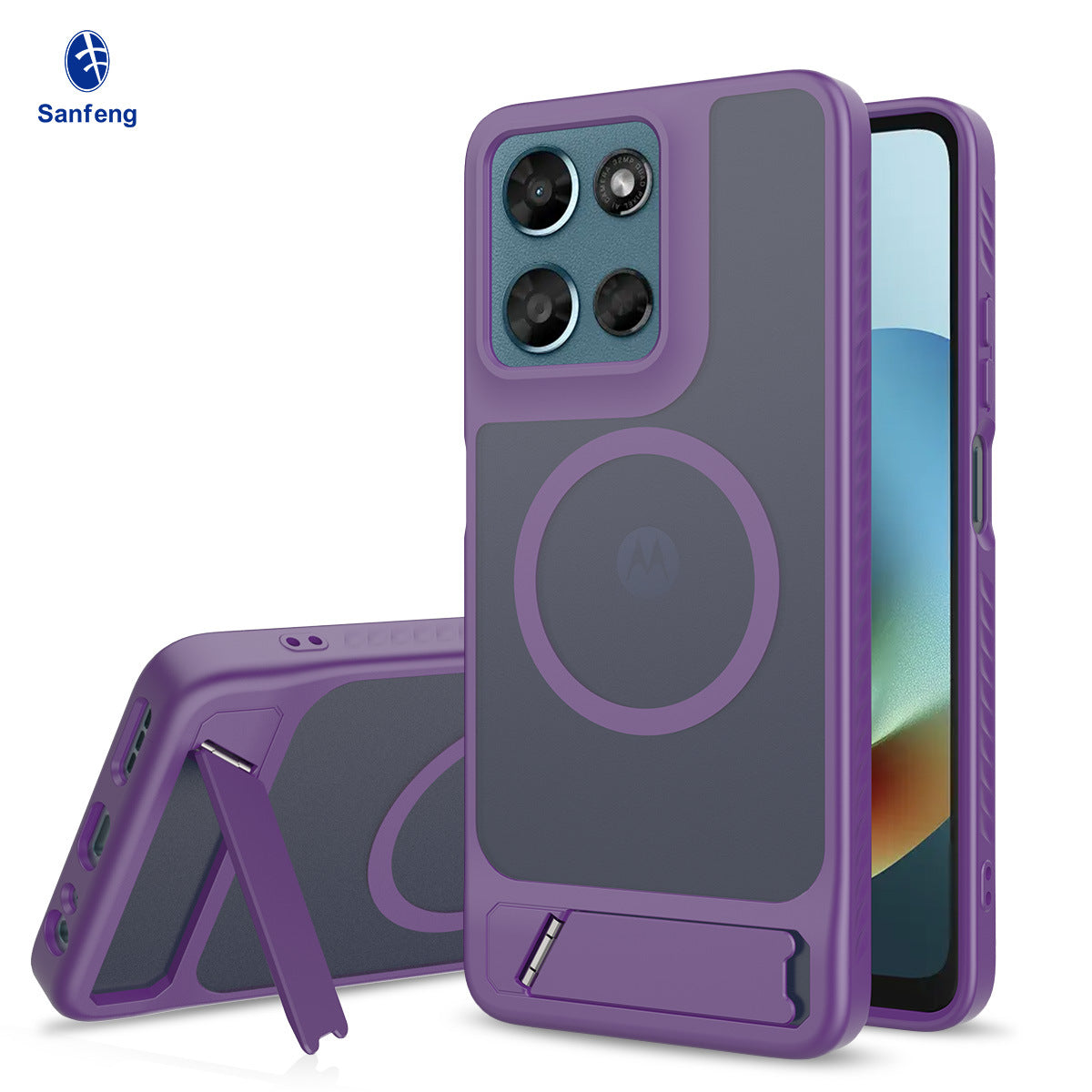 Magnetic 2-in-1 Phone Case with Kickstand for Motorola Moto Series, Anti-Slip Anti-Fingerprint Silicone Protective Cover