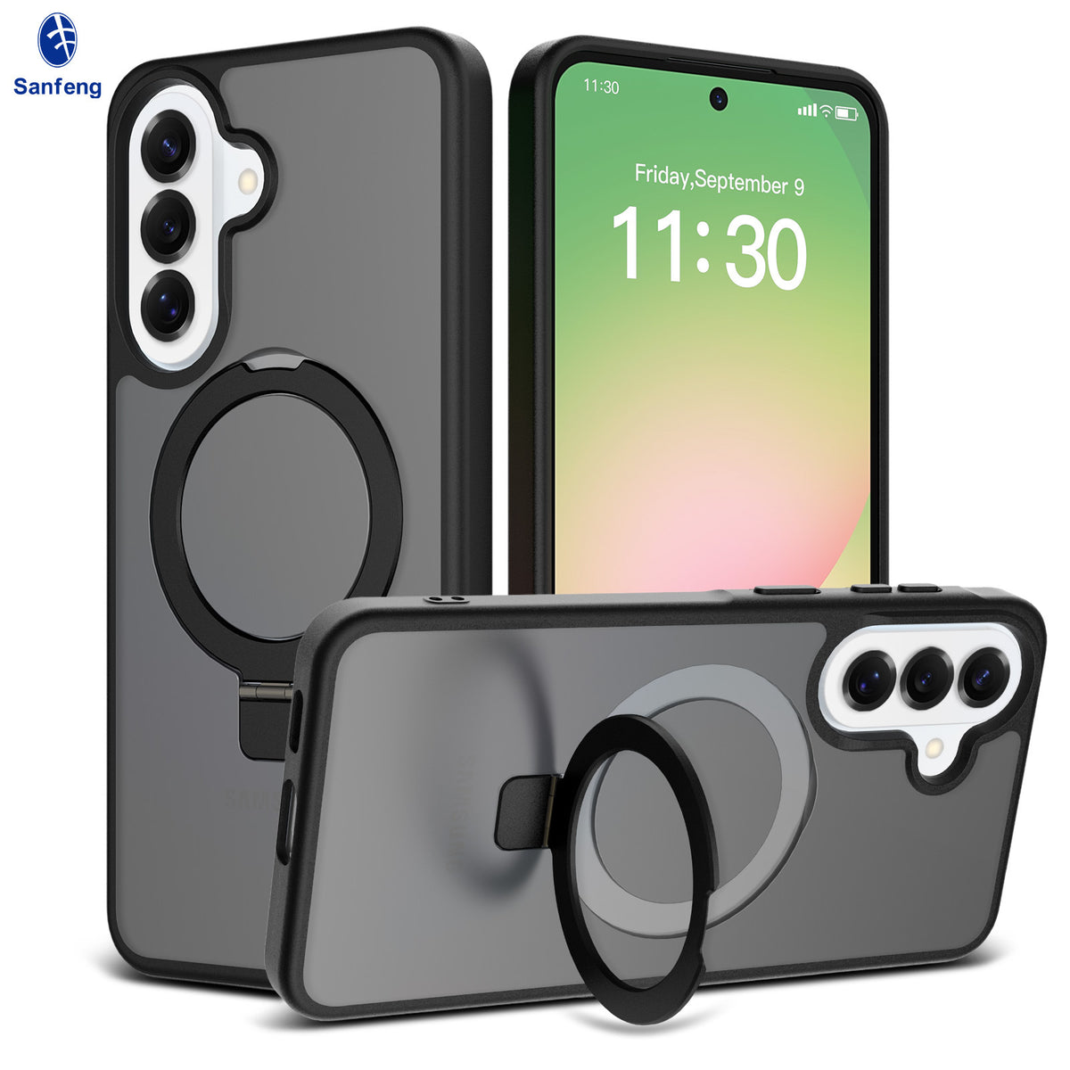 Nordic Style Magnetic Stand Phone Case for Samsung, Anti-Fall TPU Skin-Feel Protective Cover with Built-in Kickstand