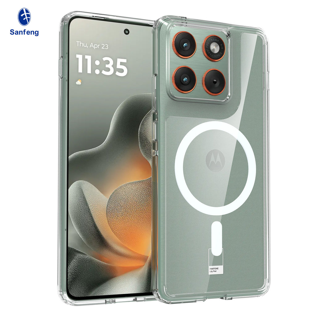 Magnetic Transparent Case for Motorola Edge and Moto G Series, Acrylic TPU Shockproof Anti-Fingerprint Phone Cover