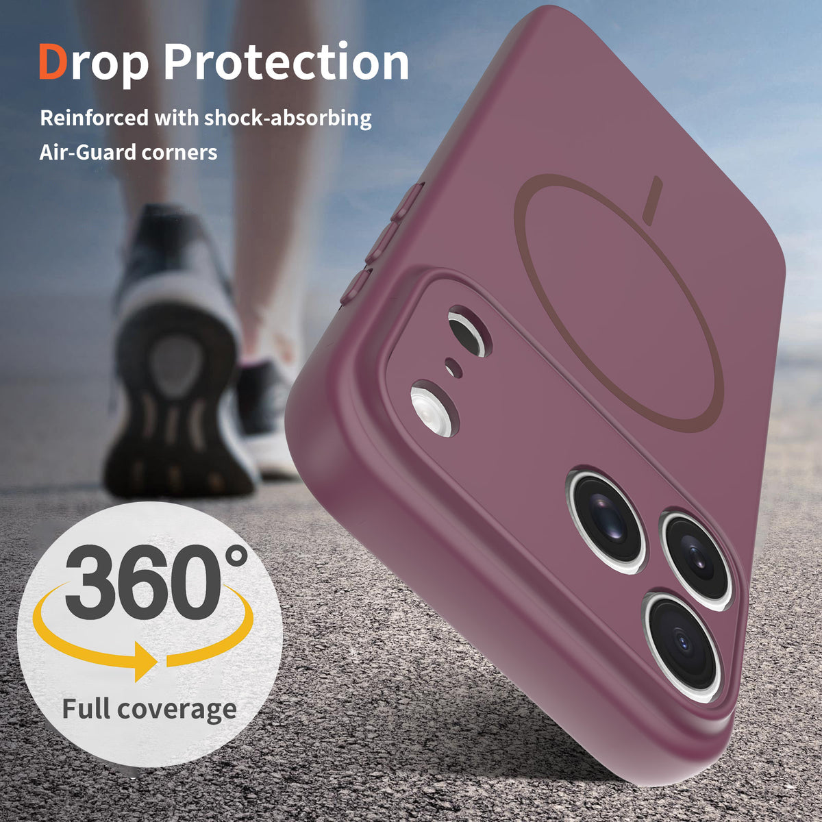 Matte Magnetic Full-Cover Silicone Protective Case with Lanyard Hole for iPhone 17 / 16 / 15 Series, Shockproof Anti-Drop Cover