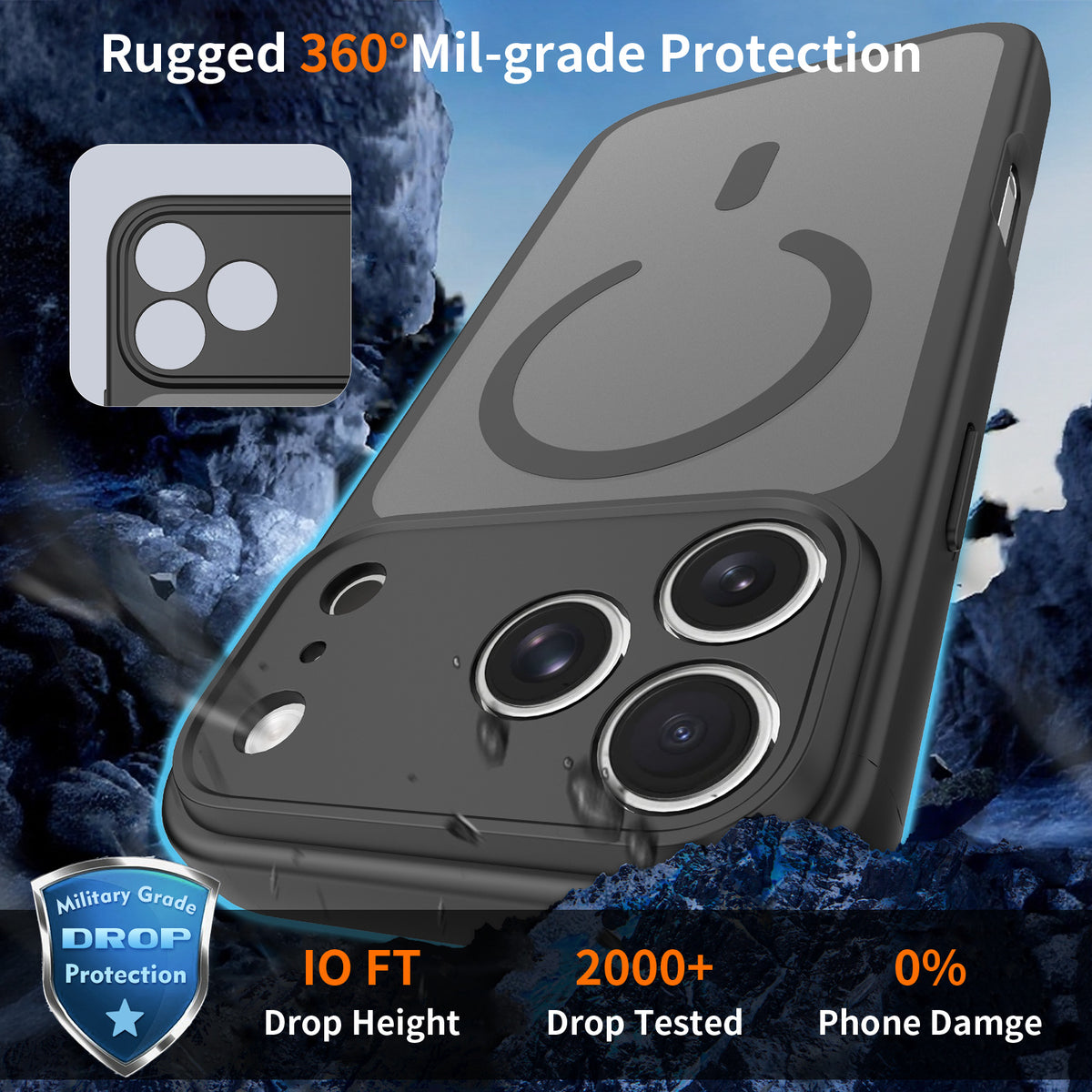 Magnetic Shockproof TPU Phone Case with Skin-Like Texture and Full Lens Protection for iPhone