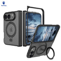 Magnetic Matte Phone Case for iPhone with Rotating Invisible Kickstand, Shockproof TPU Protective Cover