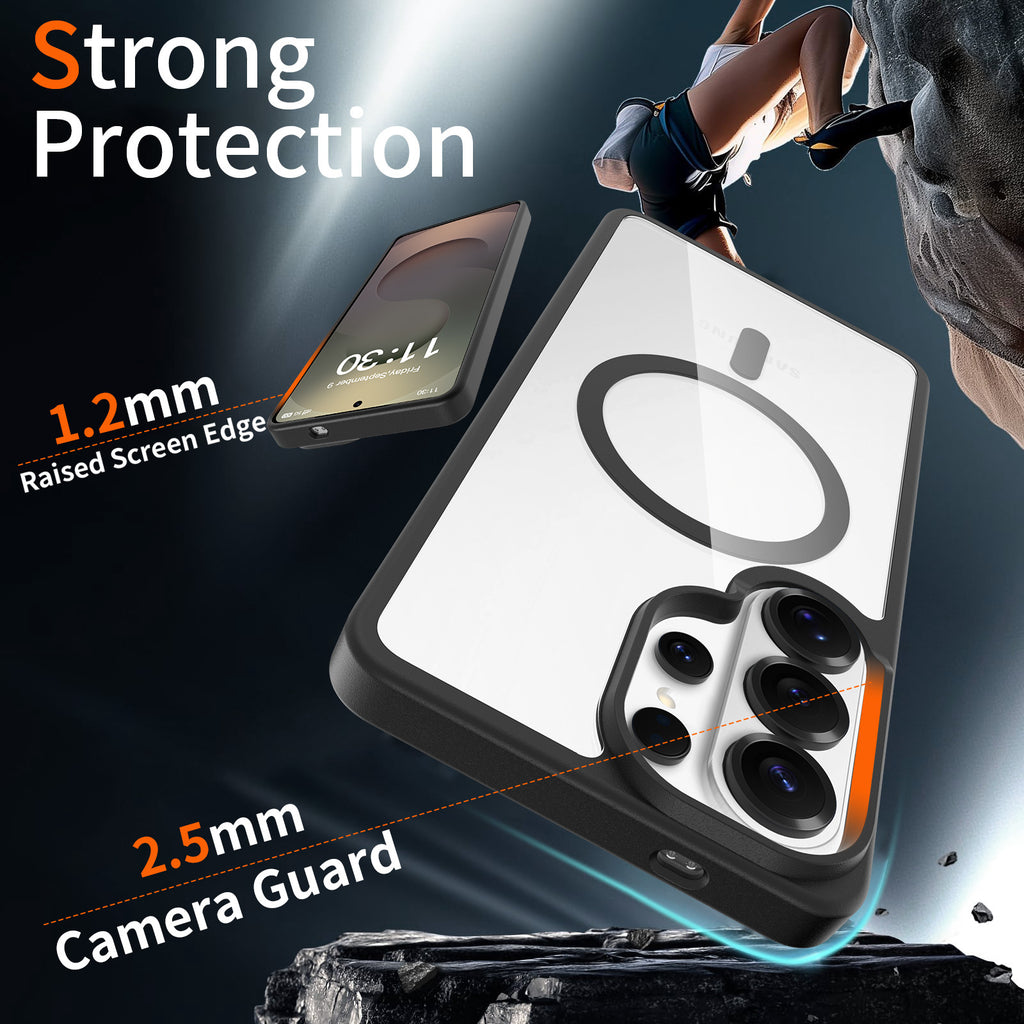 Magnetic Transparent Phone Case for Samsung Galaxy S25 / S24 Series & S24 FE, Anti-Fall 2-in-1 Clear TPU Protective Back Cover