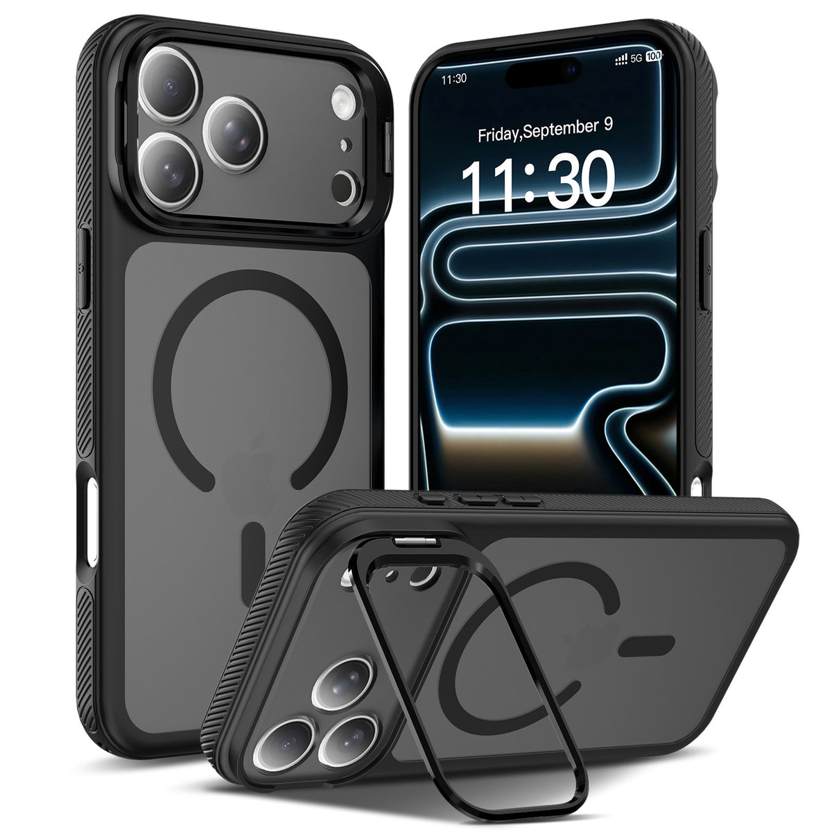 Magnetic Lens Holder Phone Case with Airbag Drop Protection, Anti-Fingerprint TPU Skin-Feel Cover for iPhone 16 & 17 Series