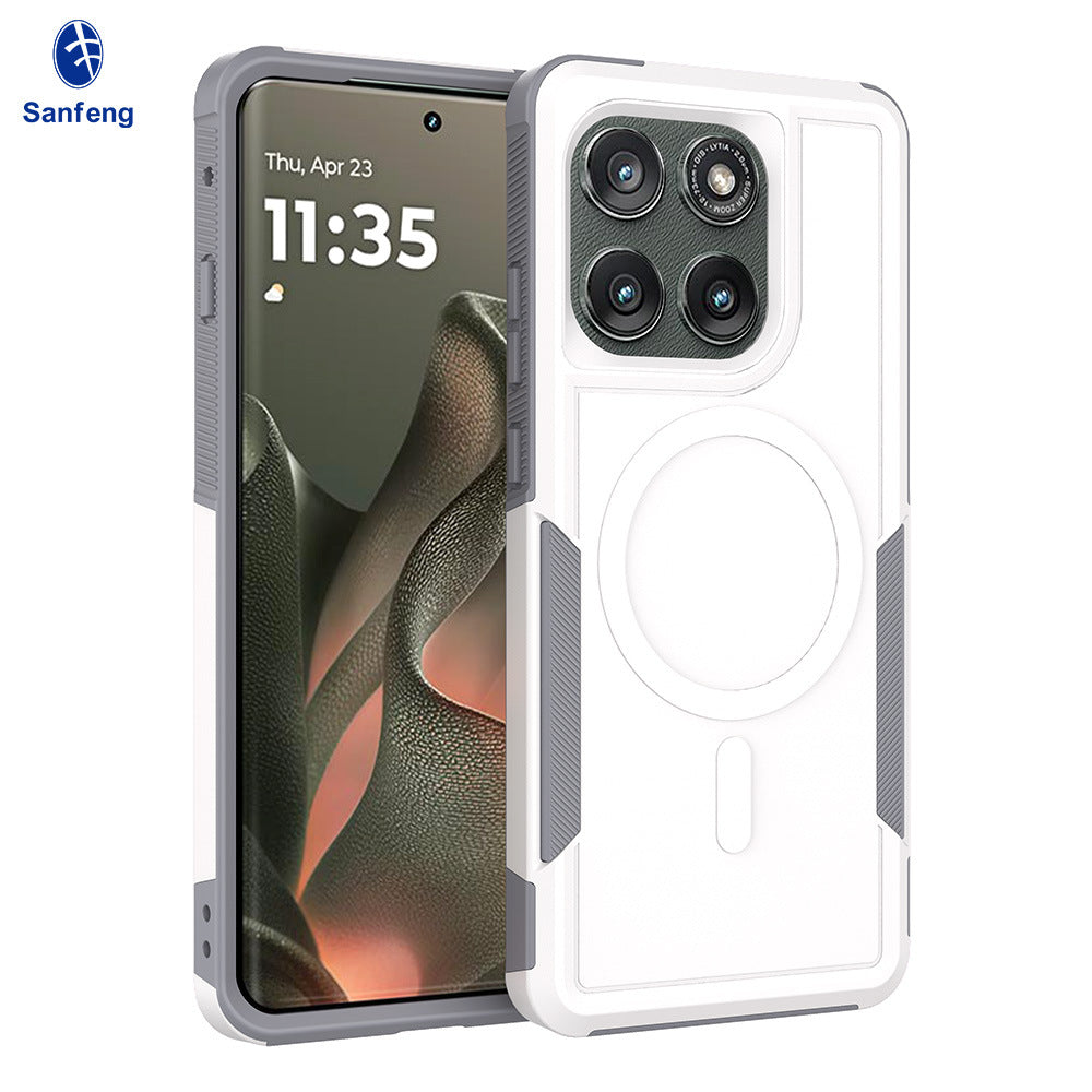 Sanfeng Magnetic 2-in-1 Anti-Drop Phone Case for Motorola Moto 2025 Edge 50 Pro Ultra G Play Power TPU+PC Protective Cover