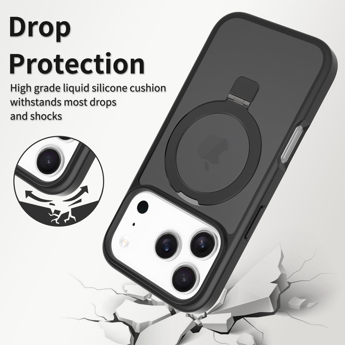 Magnetic Matte Phone Case with Invisible Kickstand for iPhone 16 & 17 Series, Shockproof TPU Protective Cover