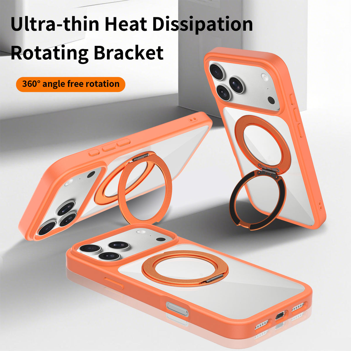 Sanfeng Magnetic Phone Case with 360-Degree Rotating Stand, Shockproof Anti-Fall Protective Cover for iPhone 16 Pro Max & iPhone 17 Series