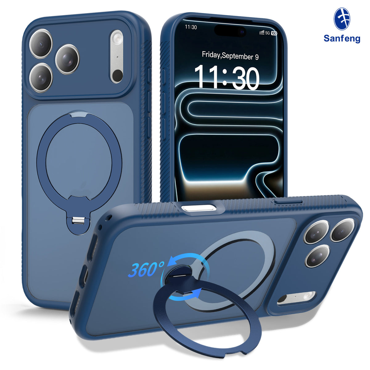 Matte Anti-Drop Phone Case with Rotating Invisible Stand Compatible with iPhone 17 Pro Max, 17 Air, 16, 15 Series, Skin-Feel Silicone Protective Cover