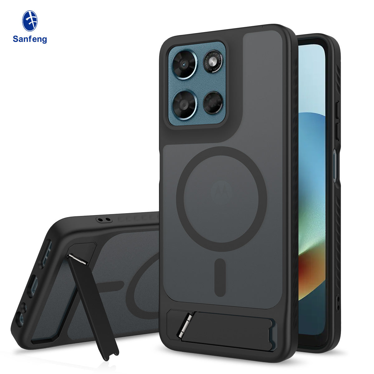 Magnetic 2-in-1 Phone Case with Kickstand for Motorola Moto Series, Anti-Slip Anti-Fingerprint Silicone Protective Cover