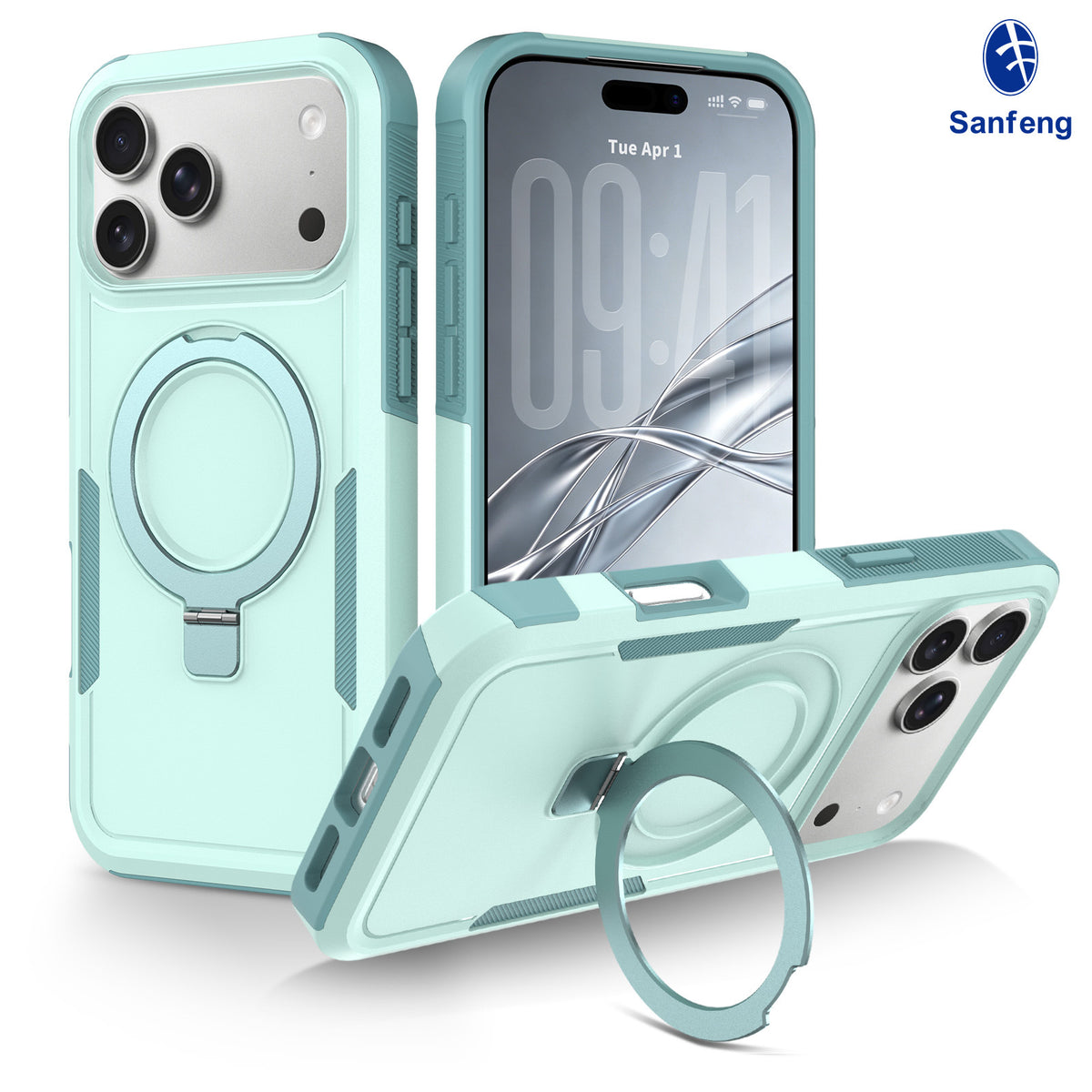 Magnetic Rotating Stand Case for iPhone 15 16 17 18 Pro Max, 2mm TPU Anti-Fall Protective Cover with Invisible Kickstand