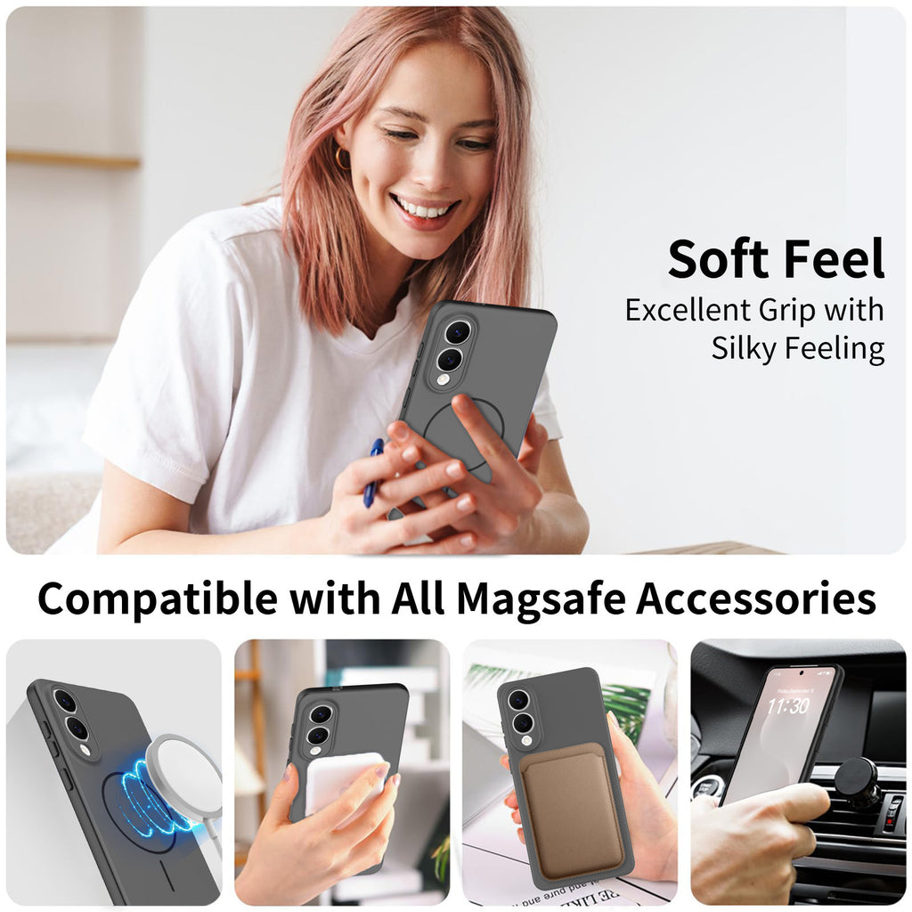 Frosted Magnetic Shockproof Phone Case for Samsung Galaxy S25 Ultra S24 FE S22 with Lanyard Hole