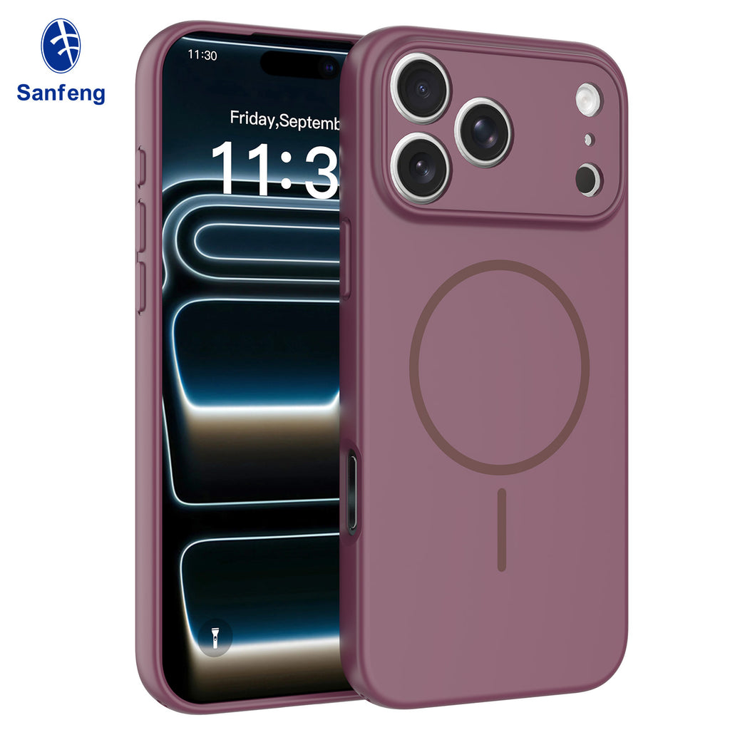 Matte Magnetic Full-Cover Silicone Protective Case with Lanyard Hole for iPhone 17 / 16 / 15 Series, Shockproof Anti-Drop Cover