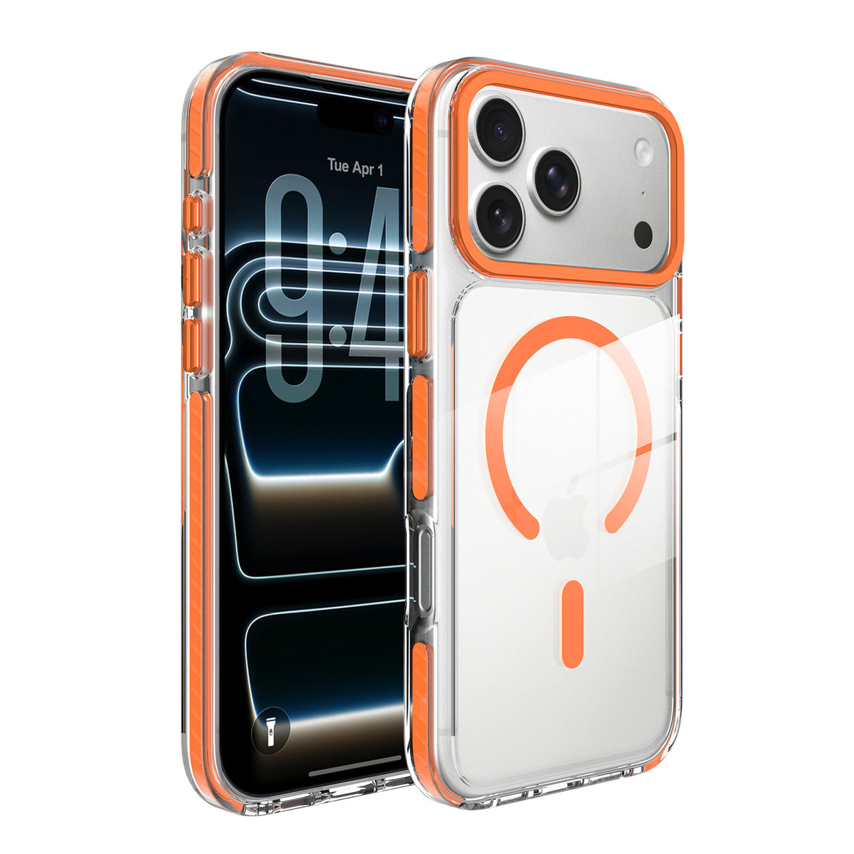Sanfeng Magnetic Clear Phone Case, Two-Tone 2-in-1 Thickened Shockproof Acrylic Anti-Drop Protective Cover for iPhone