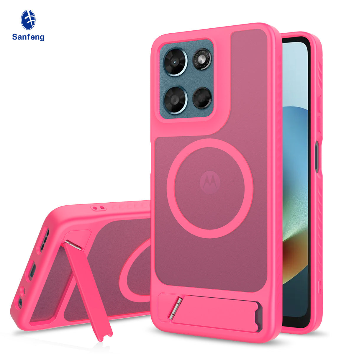 Magnetic 2-in-1 Phone Case with Kickstand for Motorola Moto Series, Anti-Slip Anti-Fingerprint Silicone Protective Cover