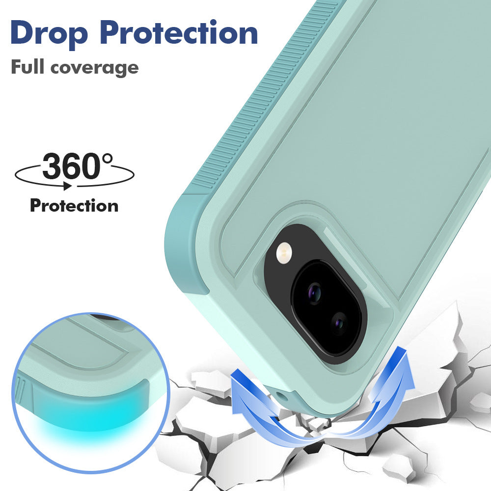 Heavy-Duty 2-in-1 Solid Color Protective Phone Case for Google Pixel 10A / Pixel 9 Pro XL, Anti-Fingerprint TPU Cover - Black