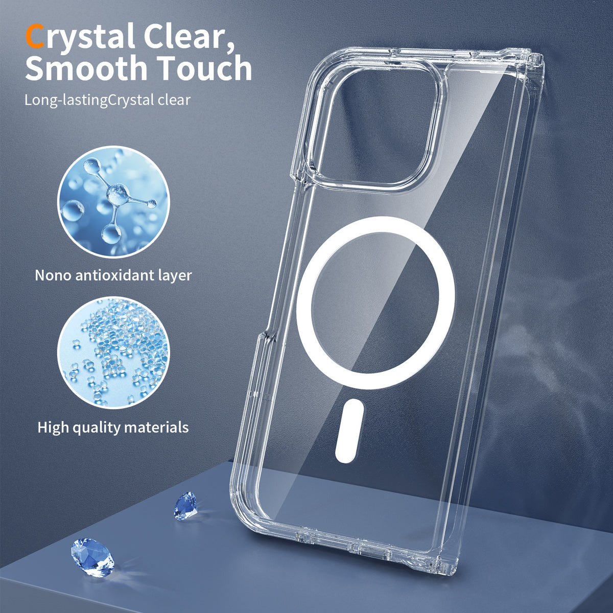 Transparent Magnetic Phone Case for Google Pixel, Shockproof Silicone Anti-Drop Protective Cover