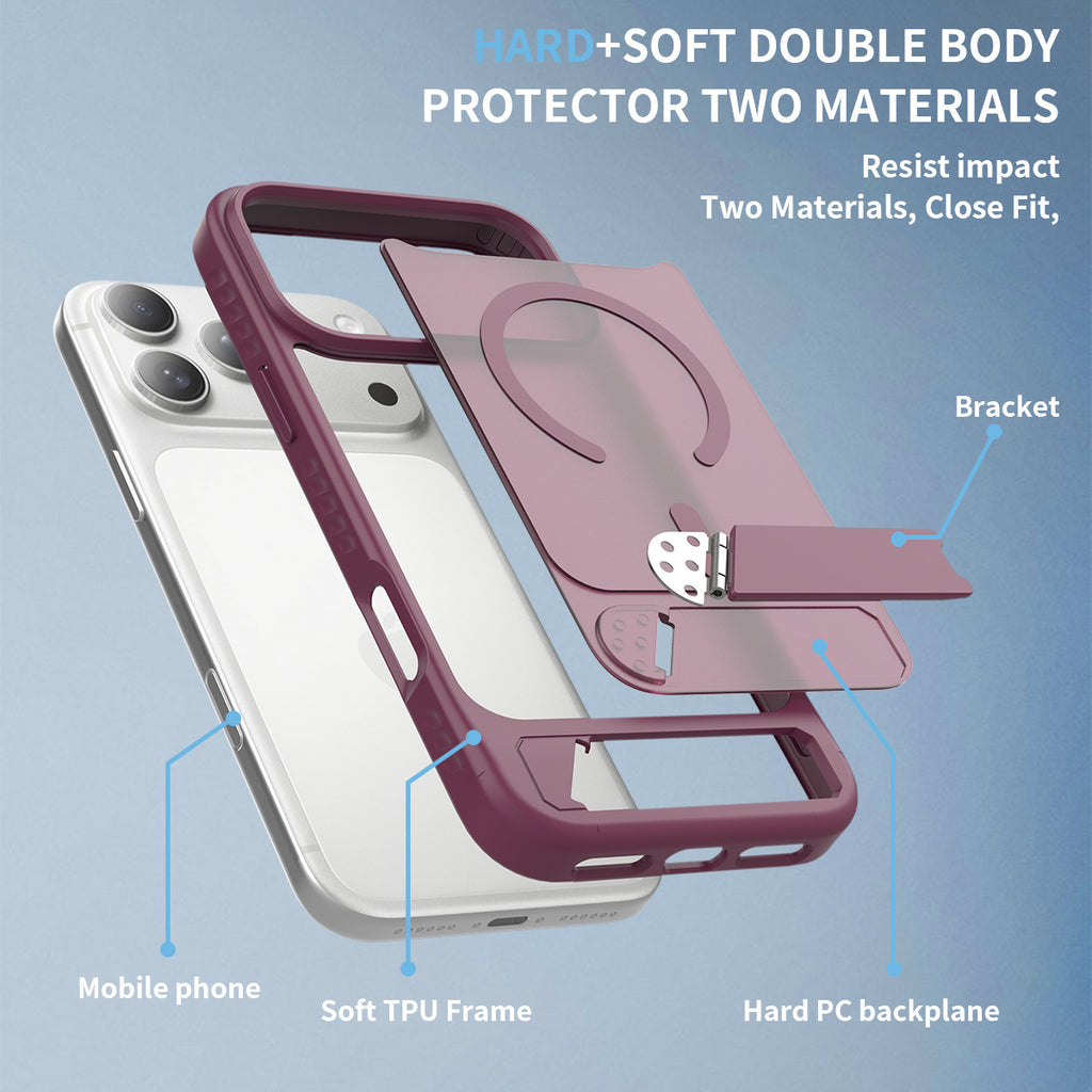 Sanfeng Magnetic Silicone Protective Case with Built-In Invisible Stand, Frosted Anti-Fingerprint Anti-Drop Phone Cover