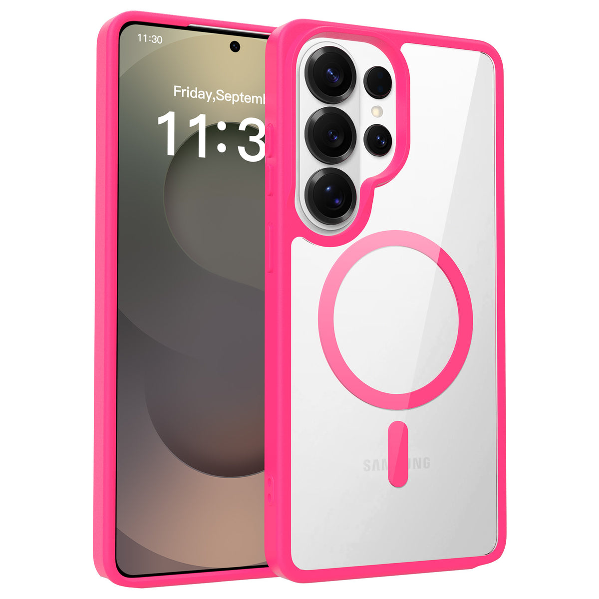 Magnetic Transparent Phone Case for Samsung Galaxy S25 / S24 Series & S24 FE, Anti-Fall 2-in-1 Clear TPU Protective Back Cover