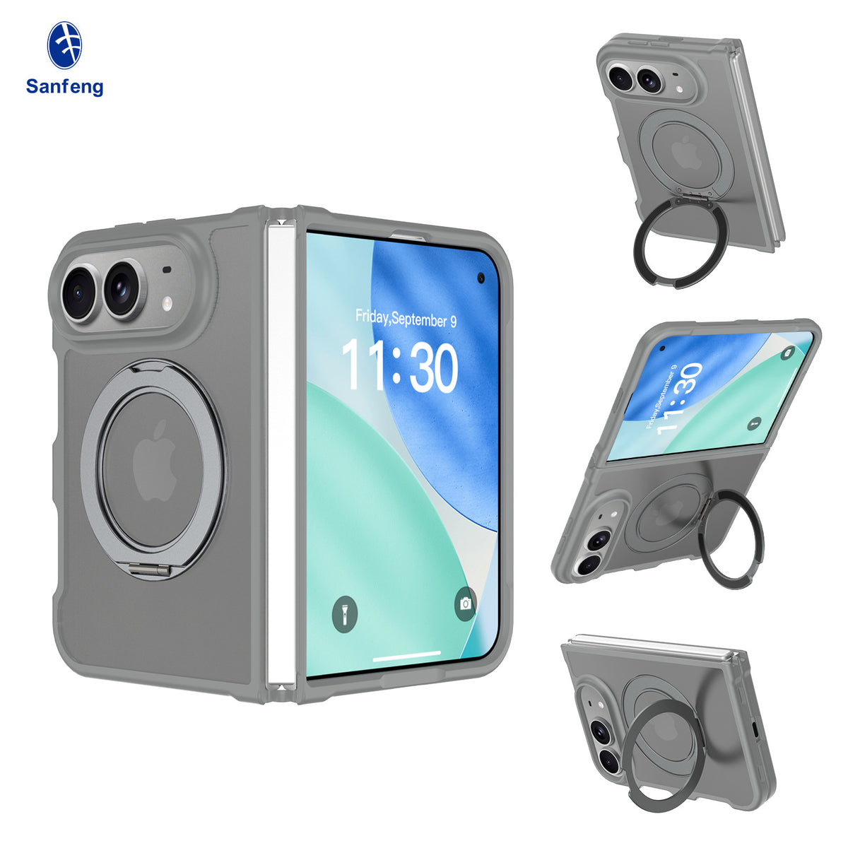 Magnetic Folding Phone Case for iPhone 18 Fold Duo, Skin-Feel TPU Protective Cover with Stand