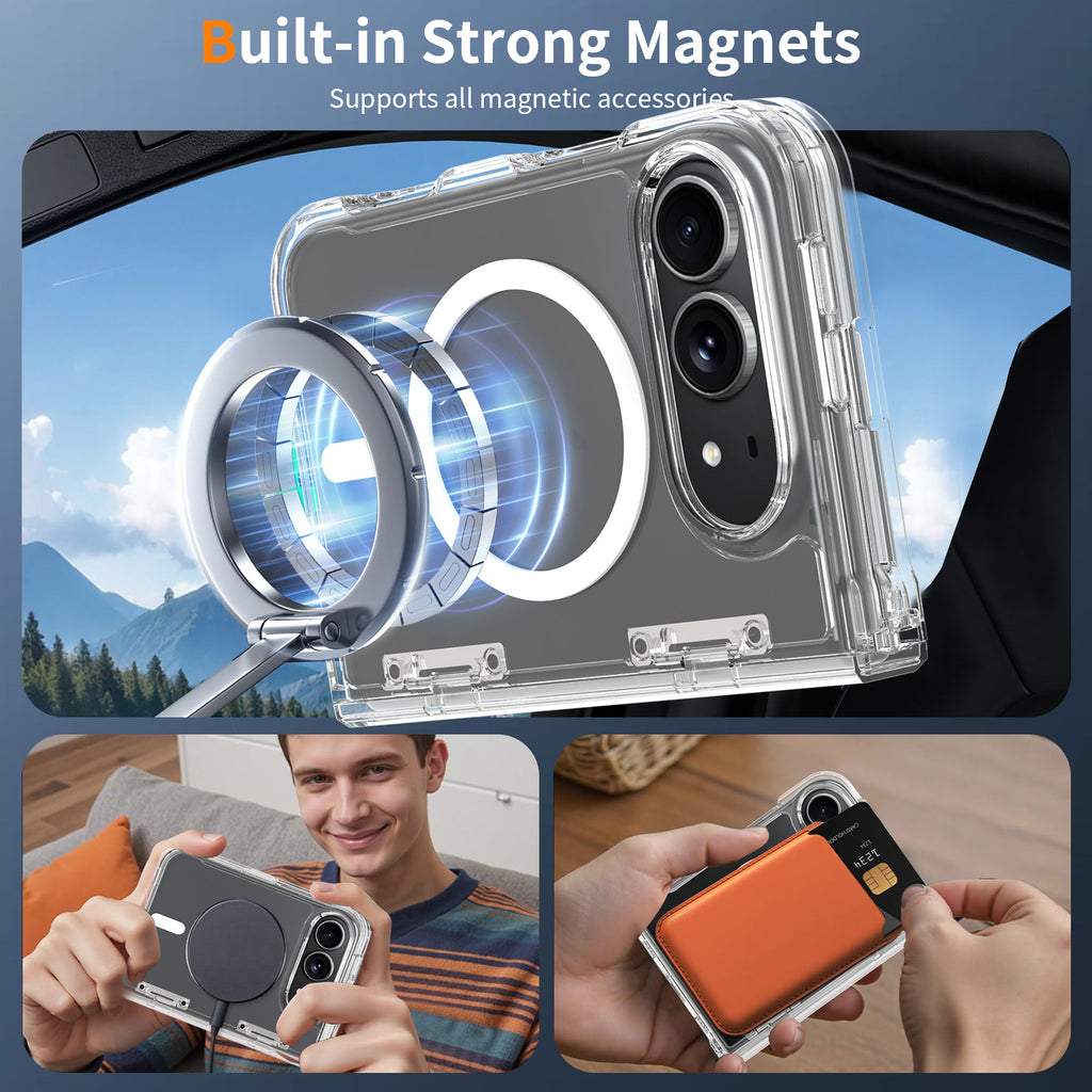Transparent Magnetic Case with Side Cover for iPhone 18 Pro, 2mm Anti-Fall TPU Integrated Protective Phone Cover