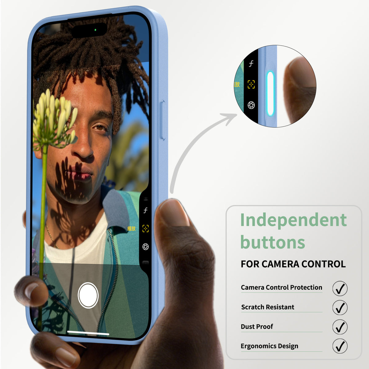 Sanfeng Skin-Feel Magnetic TPU Phone Case with Smart Button Cover, Anti-Fall Protective Slim Back Shell Compatible with iPhone 17 Air