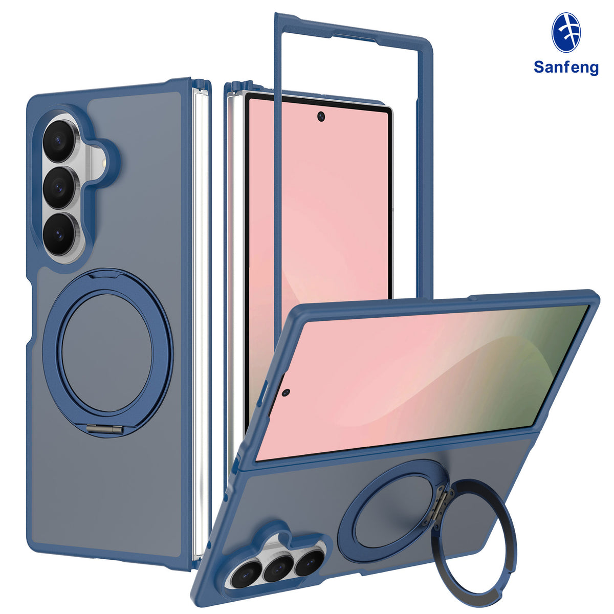 Magnetic Stand Phone Case for Samsung Galaxy Z Fold 7 / Z Fold 6, 360-Degree Rotating Foldable Protective Cover, Anti-Fall Silicone Matte Finish