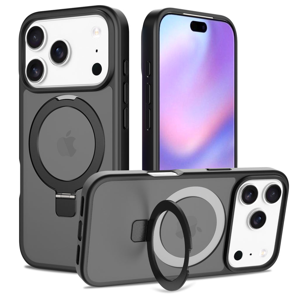 Magnetic Matte Phone Case with Invisible Kickstand for iPhone 16 & 17 Series, Shockproof TPU Protective Cover