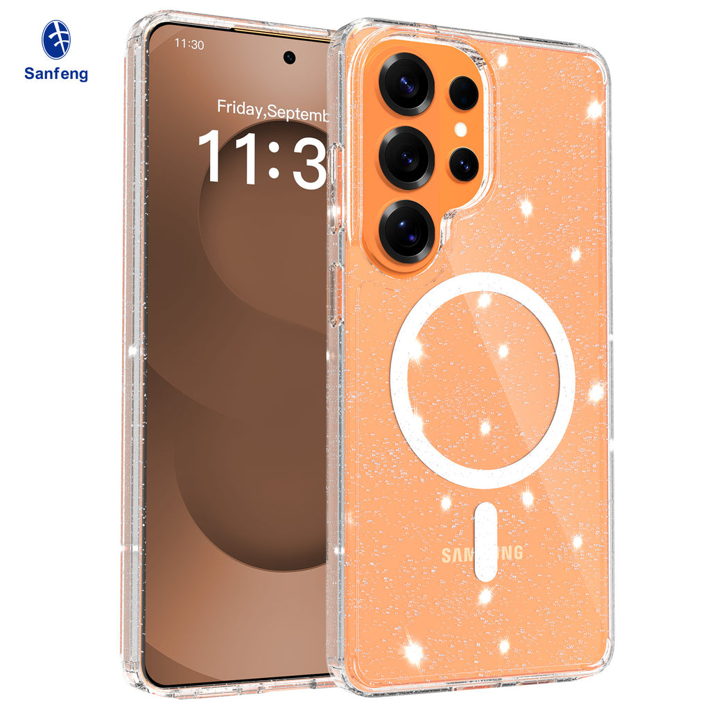 Clear Magnetic Shockproof TPU Case for Samsung Galaxy S24 Ultra S25 S24 FE Plus, Transparent Anti-Fall Protective Phone Cover
