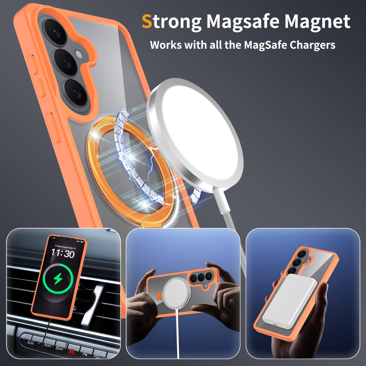 Magnetic Frosted Shockproof Stand Phone Case for Samsung Galaxy S25 S24 S23 Ultra Plus, Slim TPU Anti-Fingerprint Protective Cover with Invisible Kickstand