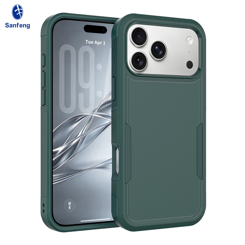 Sanfeng 2-in-1 Shockproof Matte Silicone Phone Case with Kickstand, Anti-Drop Protective Cover