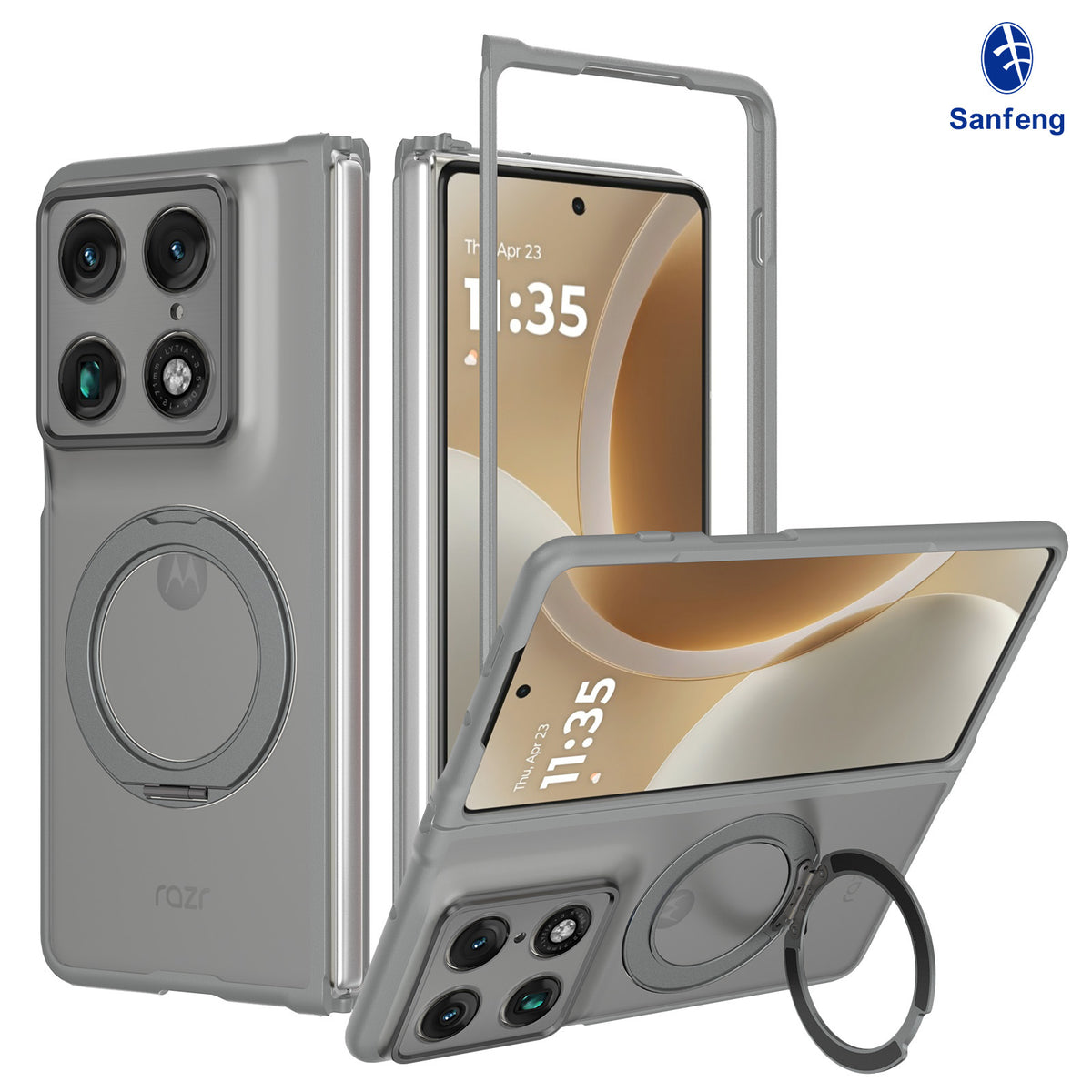 Magnetic Matte Phone Case with Rotating Ring Stand for Motorola Moto Edge & Moto G Series, Shockproof TPU+PC Hybrid Protective Cover