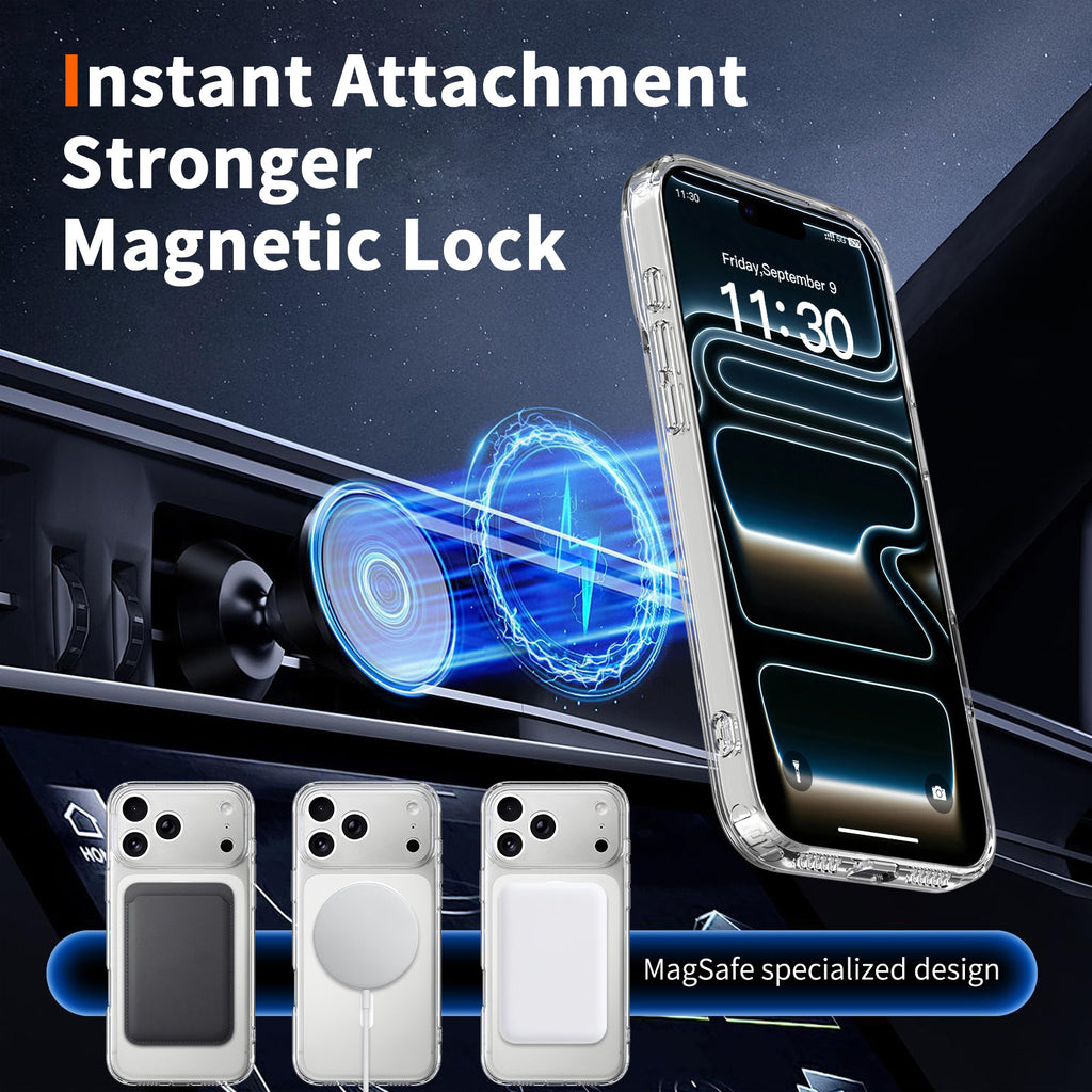 Sanfeng Clear Magnetic Phone Case for iPhone 16 Pro Max, Ultra-Thin Shockproof TPU Protective Cover with Precise Camera Protection