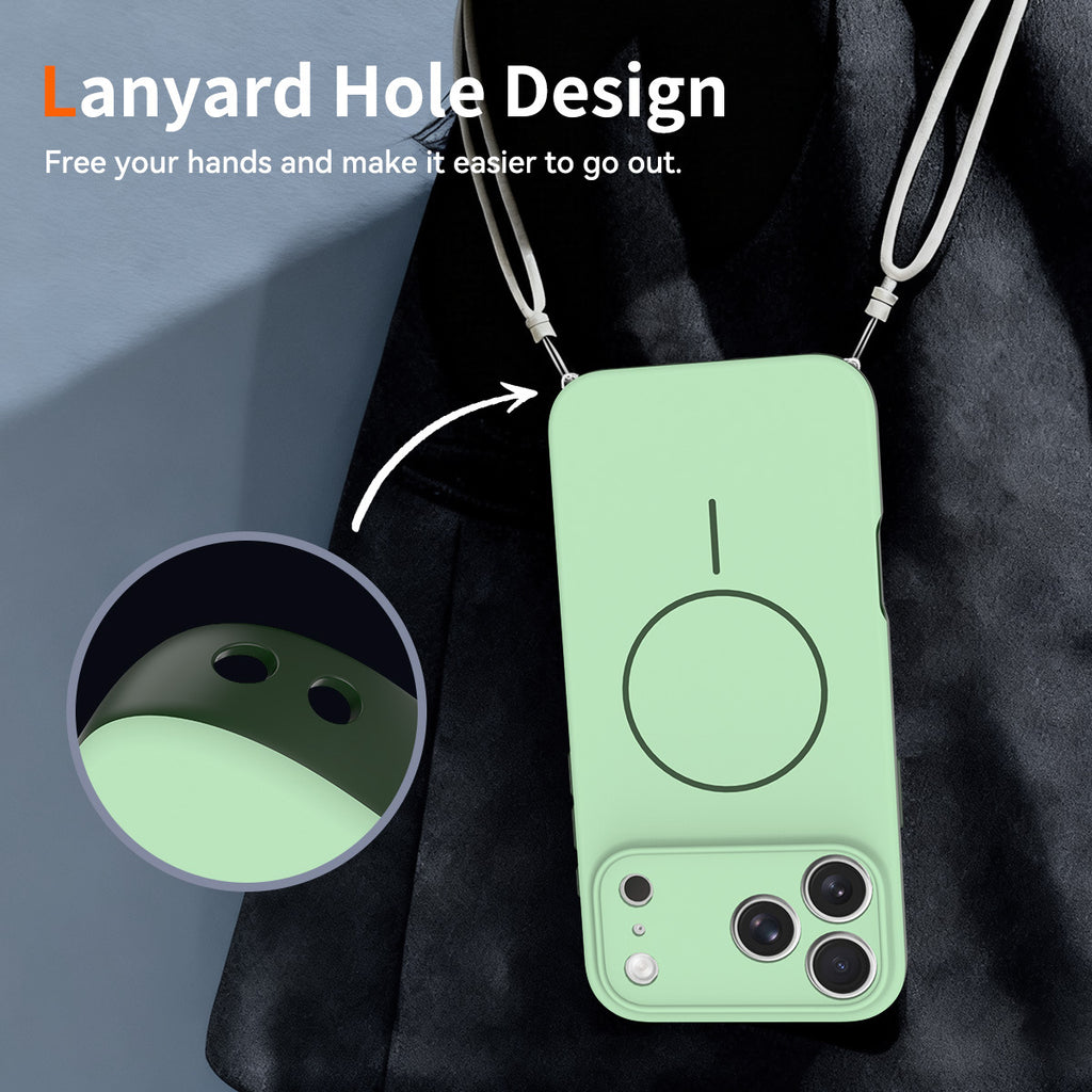 Magnetic Anti-Drop Phone Case with Lanyard, Skin-Feel PC+TPU Protective Cover Compatible with iPhone 16 / 17 Series